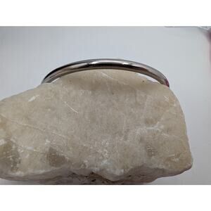 Monet Silver Tone Classic Smooth Round Bangle Bracelet Fashion Jewelry Signed